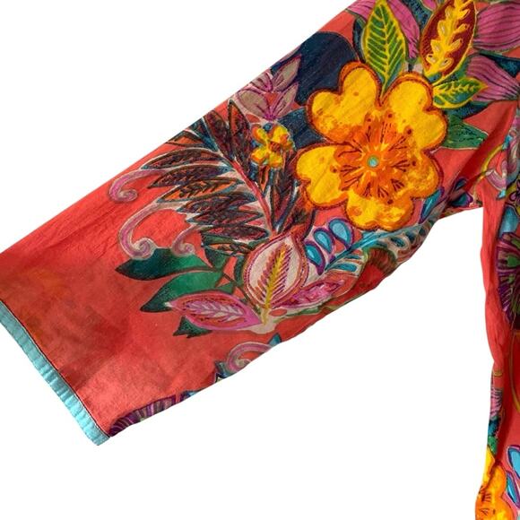 Kiki Sol Salmon Floral Fiji Coverup Swim Beach size XXL - Picture 3 of 8